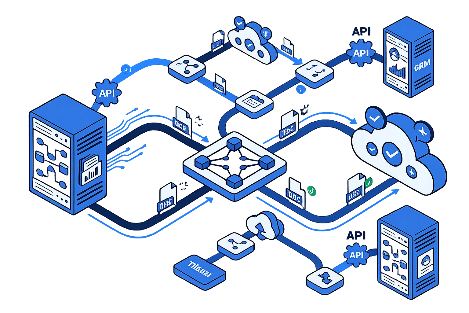 Illustration connecteurs, workflows n8n et orchestration