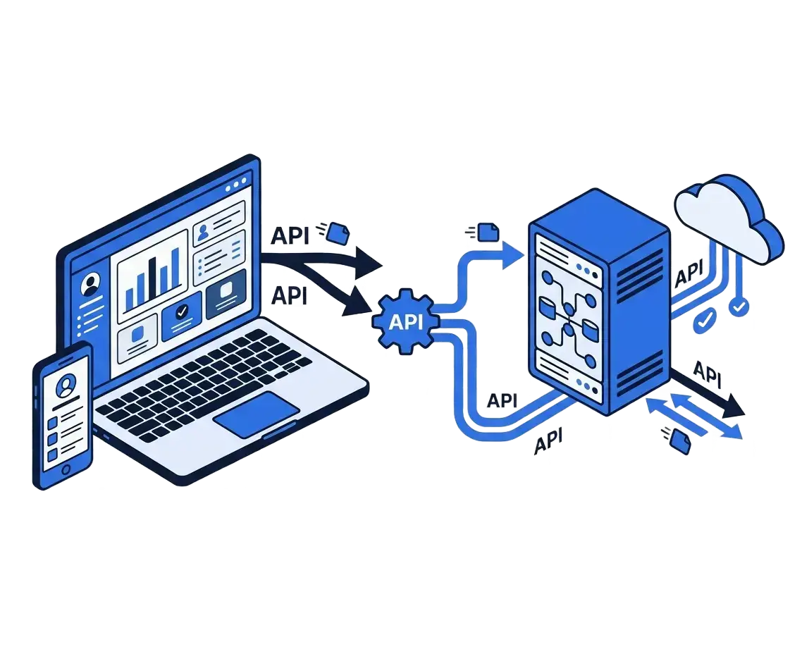 Illustration portail client et site connectés à l'ERP